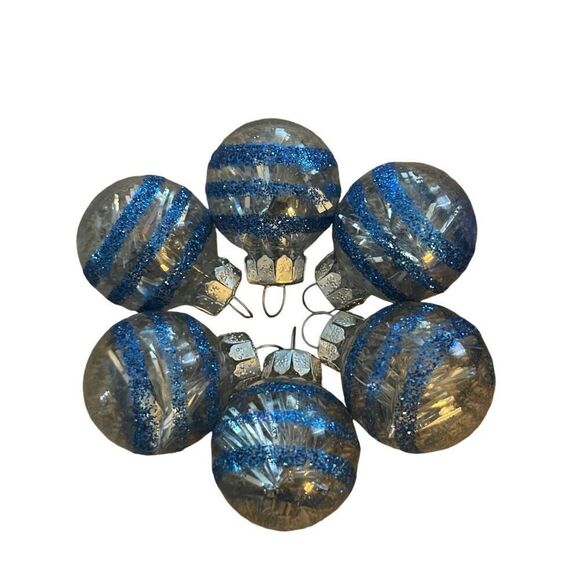 Set of 20 Feather Christmas Tree Hanging Ornaments Blue Clear Silver 2" - Picture 5 of 5